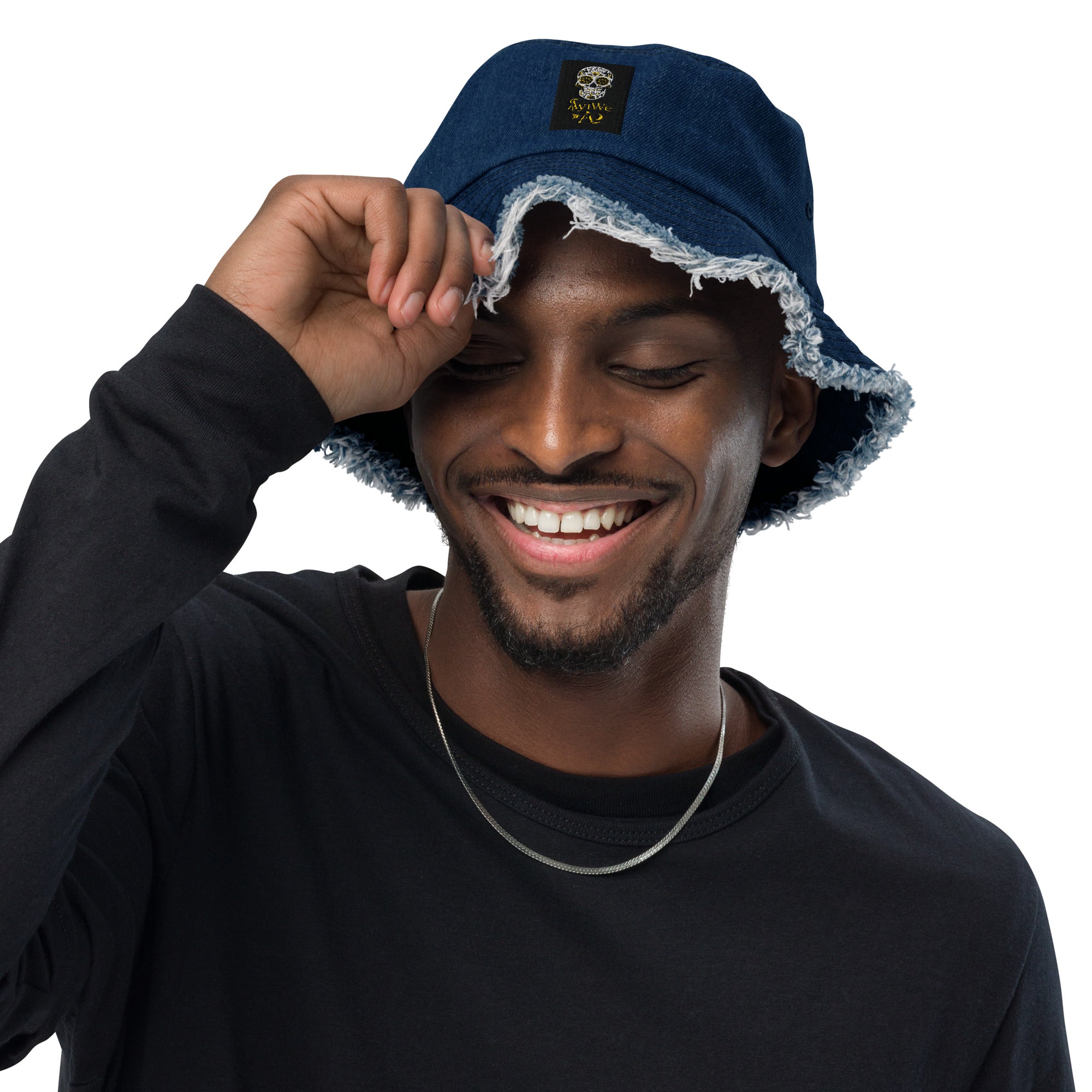 Bob1 AYI Distressed denim bucket hat. Powered by AyiWé Fashion Community - AyiWé Fashion & Style