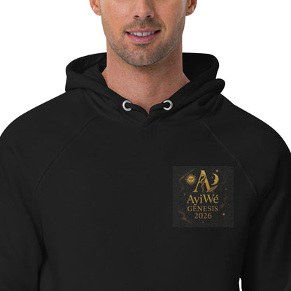 01 - Genisis 2026. Unisex eco raglan hoodie. Powered by AyiWé F&S - AyiWé Fashion & Style