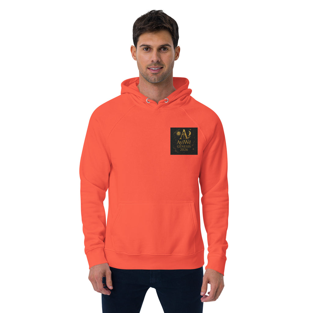 01 - Genisis 2026. Unisex eco raglan hoodie. Powered by AyiWé F&S - AyiWé Fashion & Style