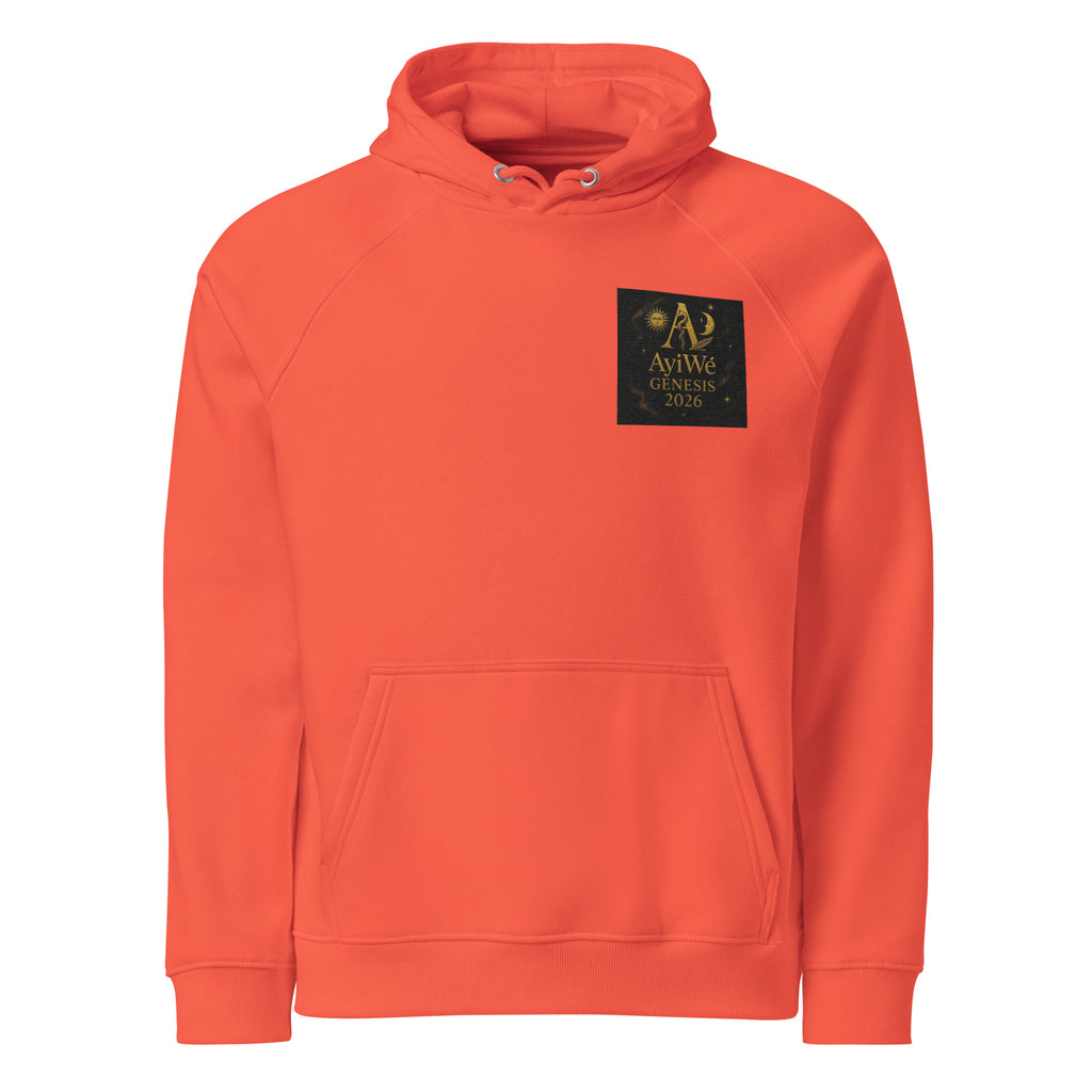 01 - Genisis 2026. Unisex eco raglan hoodie. Powered by AyiWé F&S - AyiWé Fashion & Style